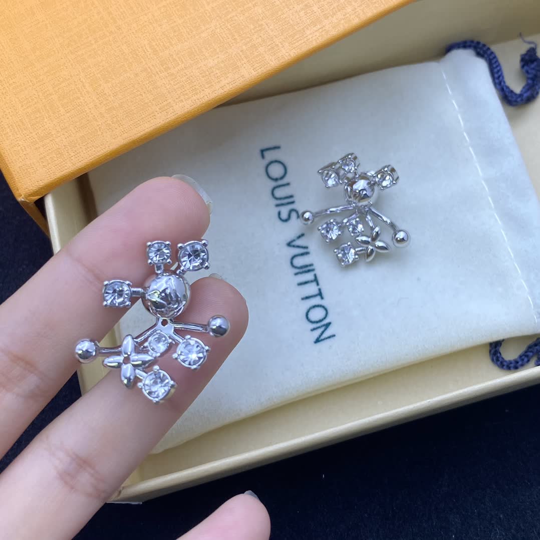 Louis Vuitton Elegant Silver Flower Earrings